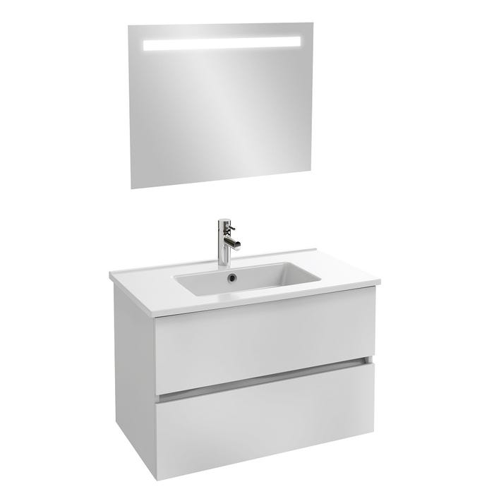 JACOB DELAFON - Meuble sous-plan Tolbiac blanc + plan vasque 81 x 46,50 cm Ola et miroir LED 0