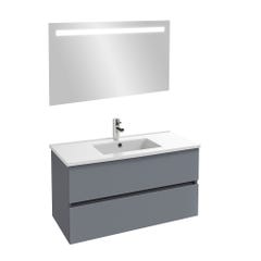 JACOB DELAFON - Meuble sous-plan Tolbiac gris anthracite + plan vasque 101 x 46,50 cm Ola et miroir LED