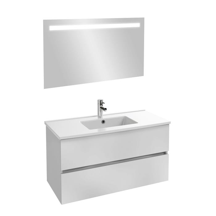 JACOB DELAFON - Meuble sous-plan Tolbiac blanc + plan vasque 101 x 46,50 cm Ola et miroir LED 0