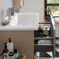 Meuble salle de bain simple vasque BURGBAD Olena 90 cm chêne clair + colonne de salle de bain 2