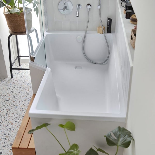 Baignoire bain douche antidérapante 180 x 90 JACOB DELAFON Neo blanc mat version gauche 1