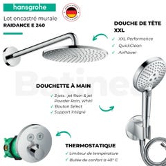 Lot robinet douche encastré thermostatique HANSGROHE ShowerSelect S + Douche de tête Raindance S 240 Design rond 3