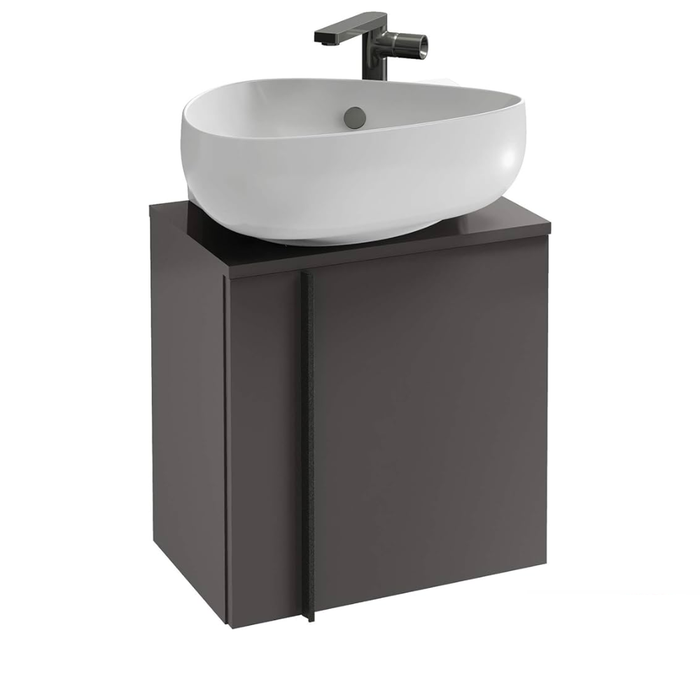Meuble WC sous vasque JACOB DELAFON, Nouvelle Vague + vasque | Gris anthracite, v. gauche 0