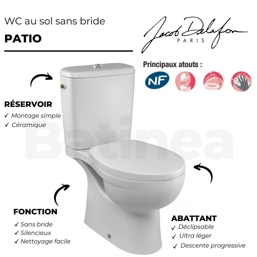 WC à poser sans bride JACOB DELAFON Patio + abattant 3