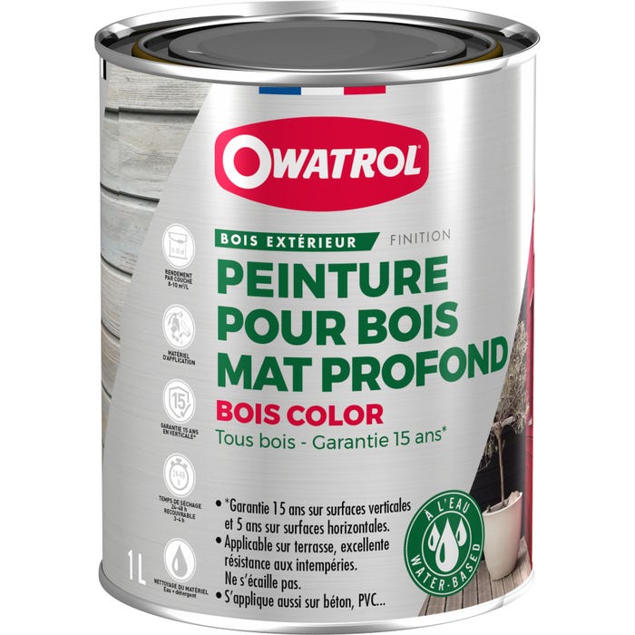Peinture pour bois extérieur opaque - Finition Mate Owatrol BOIS COLOR Brun Normand RAL 8017 2.5 litres 0