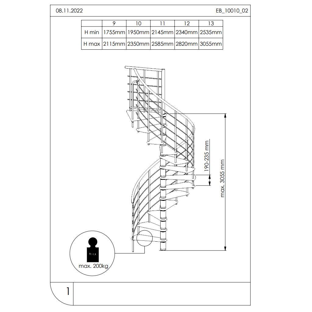 Escalier colimaçon VENEZIA-S - Diamètre 100 cm - Acier blanc 5