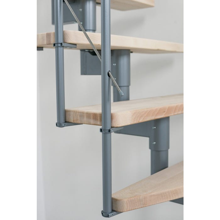 Escalier quart tournant Style turn - Acier gris - Noyer 1