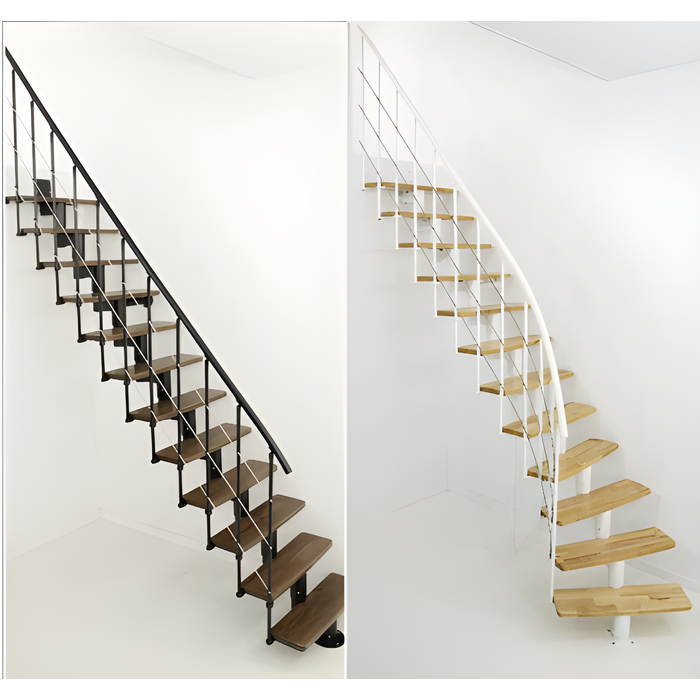Escalier central Comforttop largeur 85cm - Acier blanc - Noyer 4