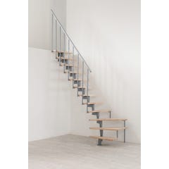 Escalier quart tournant Style turn - Acier blanc - Hêtre 0