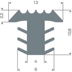 Profilé de fraisage PVC gris LxH= 12x10,8mm - Au mètre 0