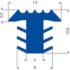 Profil de fraisage en PVC bleu LxH= 12x10,8mm par mètre 0