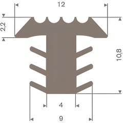 Profilé de fraisage en PVC marron LxH= 12x10,8mm - Au mètre 0
