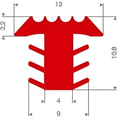 Profilé de fraisage PVC rouge LxH= 12x10,8mm - Au mètre 0