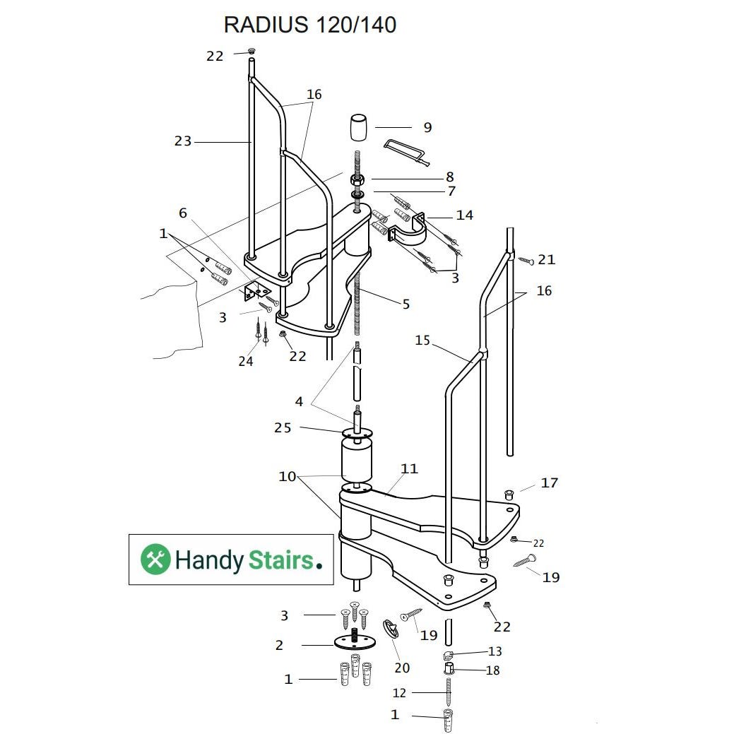 HandyStairs escalier en colimaçon "Radius" - 140x70 cm - hauteur 299 cm - 12 marches en hêtre - Gris 3