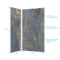 Pack de 2 Panneaux Muraux Pierre Venus 90+120x210 cm avec Profilés ANODISE BRILLANT - STONE'IT 3
