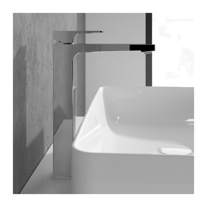 Villeroy & Boch Architectura Square Mitigeur Monocommande pour lavabo, Surélevée, Avec vidage, Chrome (TVW12500200061) 2