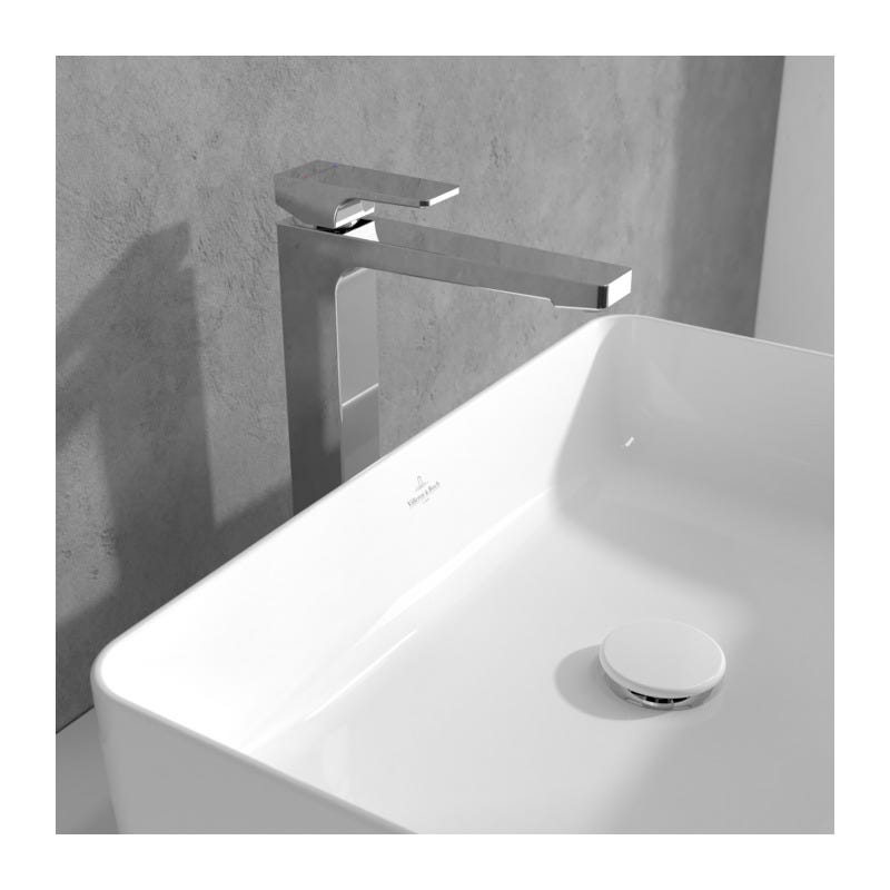 Villeroy & Boch Architectura Square Mitigeur Monocommande pour lavabo, Surélevée, Avec vidage, Chrome (TVW12500200061) 1