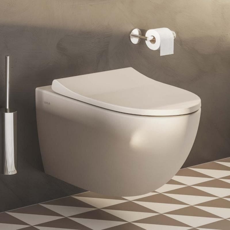 Grohe Pack Bâti support Rapid SL + WC sans bride Vitra Sento, Taupe mat + Abattant softclose + Plaque Chrome 1