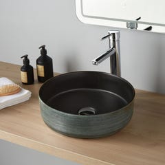 Vasque à poser céramique ronde Asina - ø 36cm - Décor vert noir mat 0