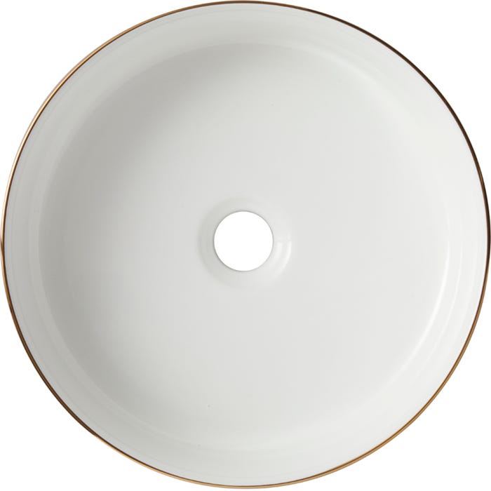 Vasque à poser céramique ronde Adia - ø 36cm - Décor doré blanc brillant 3