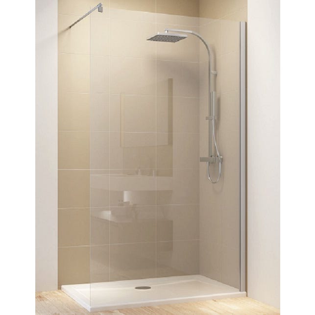 Schulte paroi de douche à l'italienne, 100 x 200 cm, verre 8 mm, profilé aspect chromé, Walk In 1