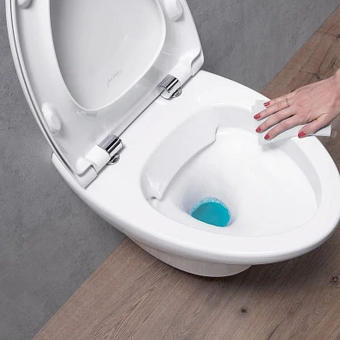 Pack WC suspendu sans bride compact JACOB DELAFON Nouvelle vague+ bâti-support + plaque Blanc brillant/Blanc mat + accessoires 2