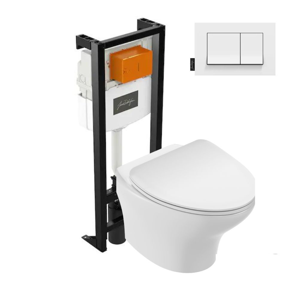 Pack WC suspendu sans bride compact JACOB DELAFON Nouvelle vague+ bâti-support + plaque Blanc brillant 0