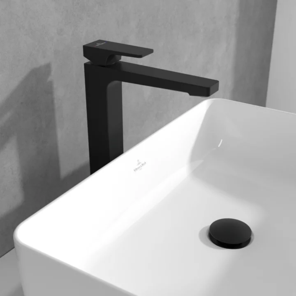 Villeroy & Boch Architectura Square Mitigeur Monocommande pour lavabo, Surélevée, Avec vidage, Noir Mat (TVW125002000K5) 7