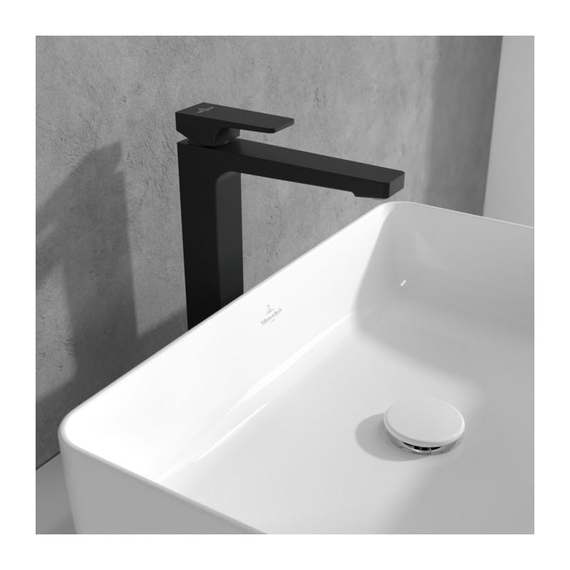 Villeroy & Boch Architectura Square Mitigeur Monocommande pour lavabo, Surélevée, Avec vidage, Noir Mat (TVW125002000K5) 1