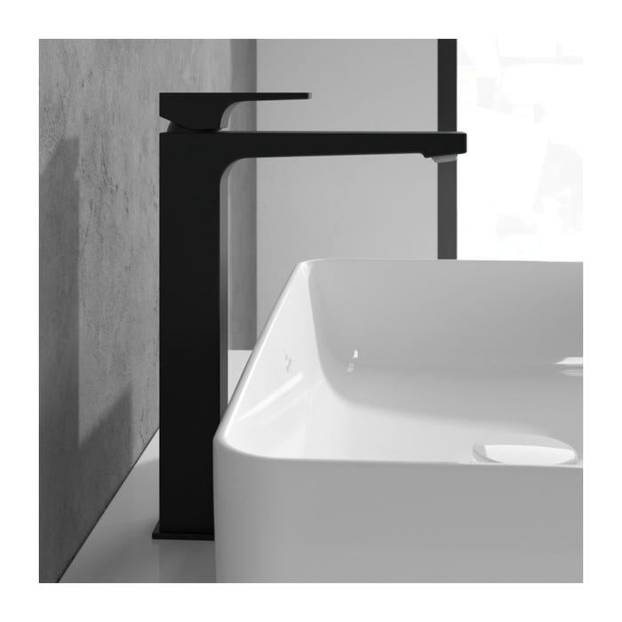 Villeroy & Boch Architectura Square Mitigeur Monocommande pour lavabo, Surélevée, Avec vidage, Noir Mat (TVW125002000K5) 3