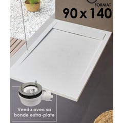 Receveur de douche extraplat, résine, blanc L.90 x l.140 cm, New York de marque SANYCCES + Bonde extra-plate 0