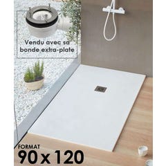 Receveur de douche extraplat, résine, blanc L.90 x l.120 cm, Logic de marque SANYCCES + Bonde extra-plate 0