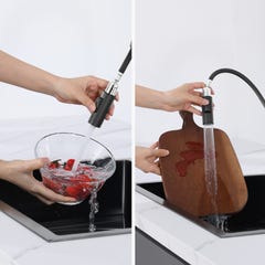 Auralum robinet cuisine mitigeur cuisine avec douchette extractible, mitigeur évier cuisine 2 modes jets rotatif à 360 degré Noir 8