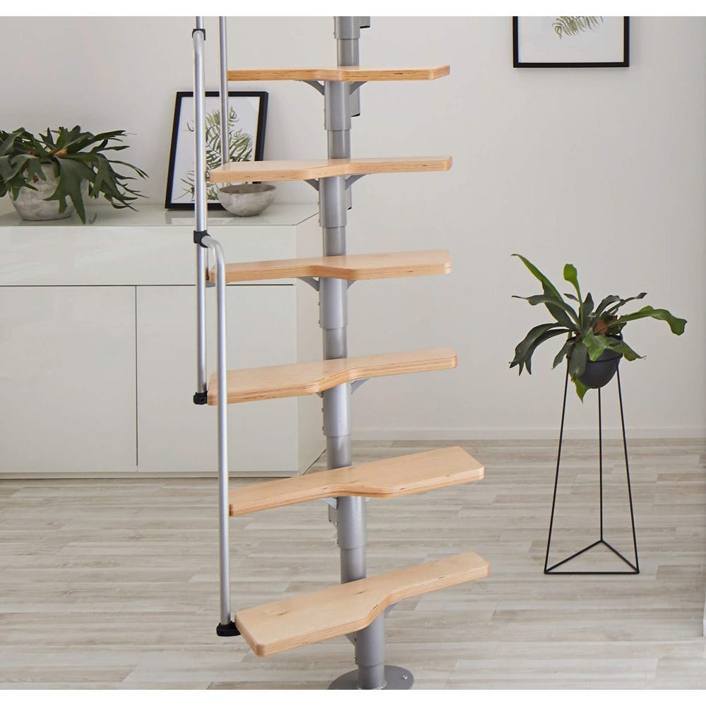 Escalier polyvalent Swirl - Métal avec marches en bois 1