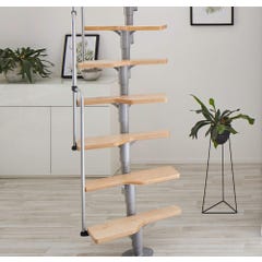 Escalier polyvalent Swirl - Métal avec marches en bois 1