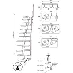 Escalier polyvalent Swirl - Métal avec marches en bois 2