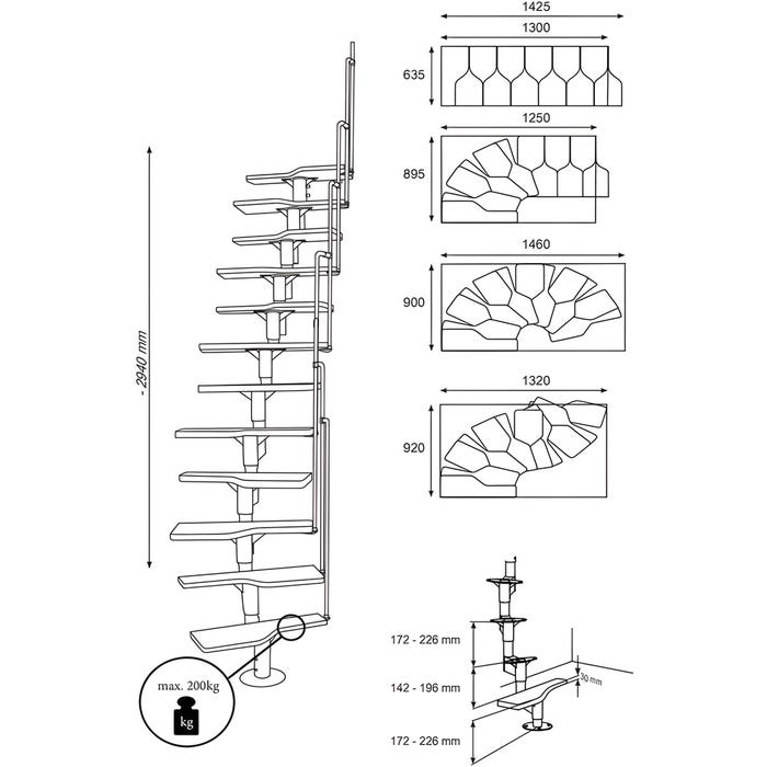 Escalier polyvalent Swirl - Métal avec marches en bois 2