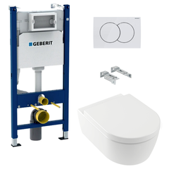 Geberit Pack WC Bâti support + WC Villeroy & Boch ArceauRimless + abattant SoftClose + Plaque Blanche (ArceauRimlessGeb3) 0
