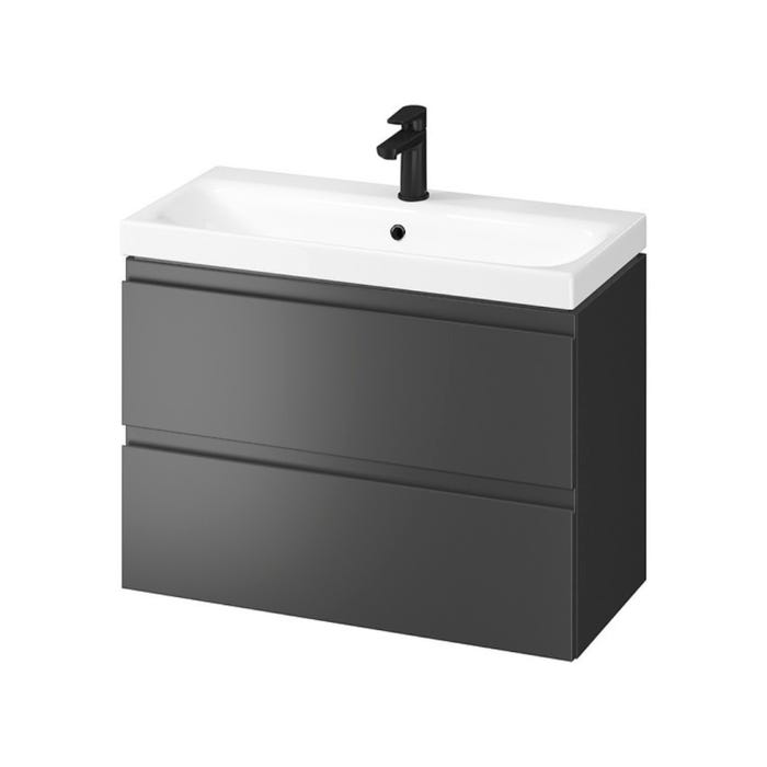 Meuble salle de bain-80x37.5cm-Gain de place -Gris anthracite Mat-Moduo Slim 2