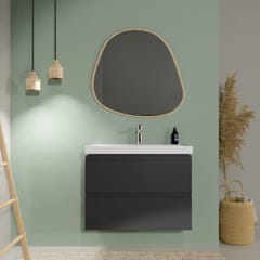 Meuble salle de bain-80x37.5cm-Gain de place -Gris anthracite Mat-Moduo Slim 0