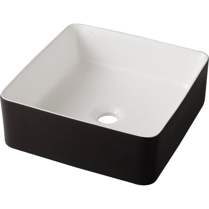 Vasque à poser carrée noire et blanche 38.5 cm - Calina 1