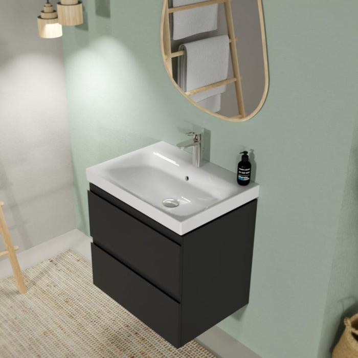 Meuble salle de bain-60x37.5cm-Gain de place-Gris anthracite Mat-Moduo Slim 1