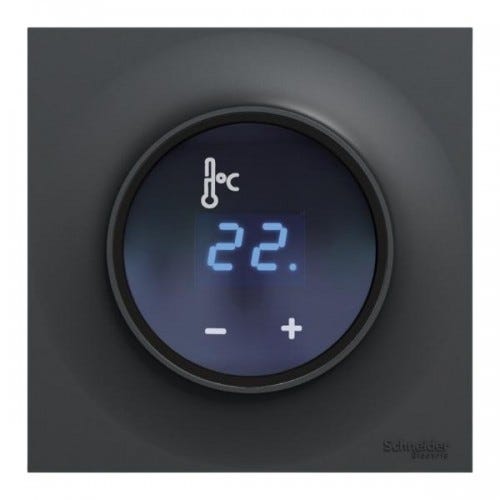 Thermostat d'ambiance fil pilote digital Odace anthracite complet Schneider Electric CS520509 0
