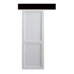 Porte Coulissante Atelier 2 panneaux blanc H204 x L83 + Rail Alu bandeau noir GD MENUISERIES 0