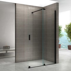 NAPOLIBLACK Paroi de douche Italienne noire avec porte coulissante Ep.8 mm transparent H.200 x 140 cm 0