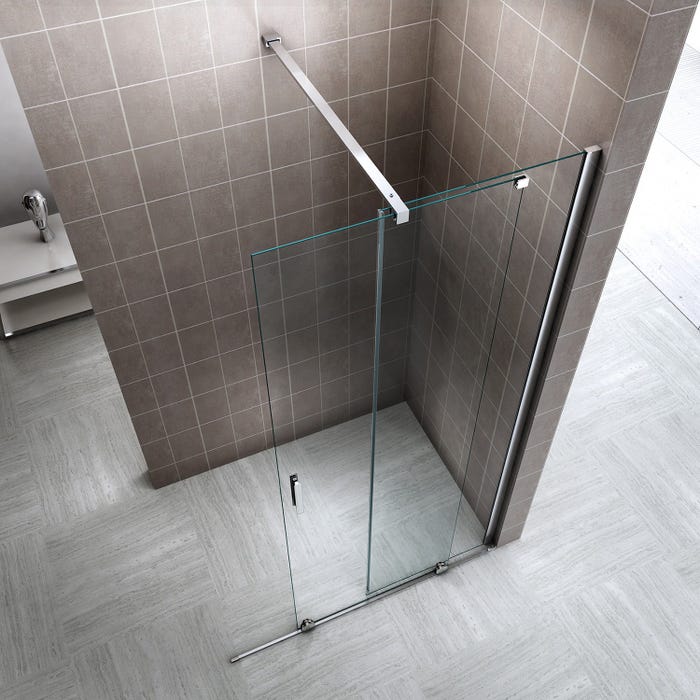 NAPOLI Paroi de douche Italienne avec porte coulissante Ep.8 mm transparent H.200 x 180 cm 2