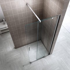 NAPOLI Paroi de douche Italienne avec porte coulissante Ep.8 mm transparent H.200 x 140 cm 2