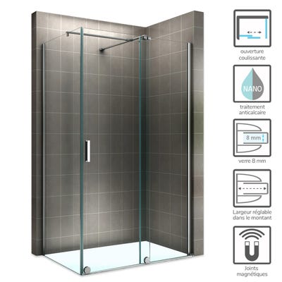 Joint d'étanchéité vertical de douche, 200 cm, transparent pour verre 6 mm