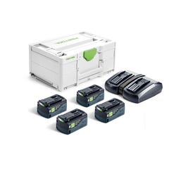 Set énergie SYS 18V 4 batteries 5Ah + chargeur TCL 6 DUO en coffret Systainer SYS3 - FESTOOL - 577709 3
