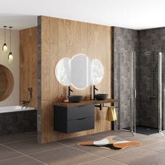 Meuble de salle de bain à suspendre Noir 80 cm avec rangement + plan vasque à poser PLAY 1